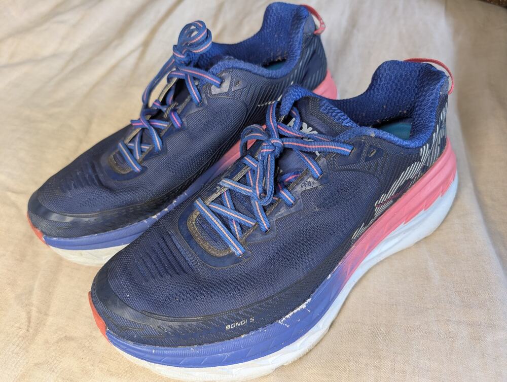 Hoka One One Bondi 5 Women's Running Shoes Navy Blue Pink Size 10